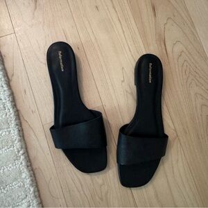 Reformation Elegant Black Slide Sandals